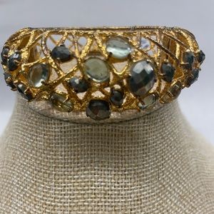 NWT Alexis Bittar Cross Woven Green Stone Hinge Bracelet